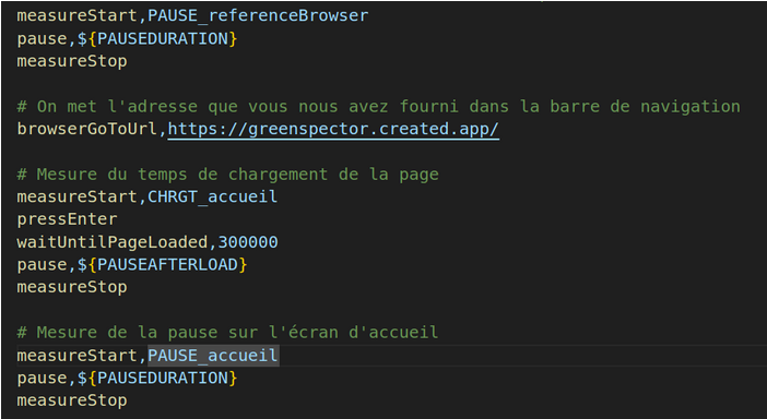 Ecran Script GDSL pour mesure VideoFlix